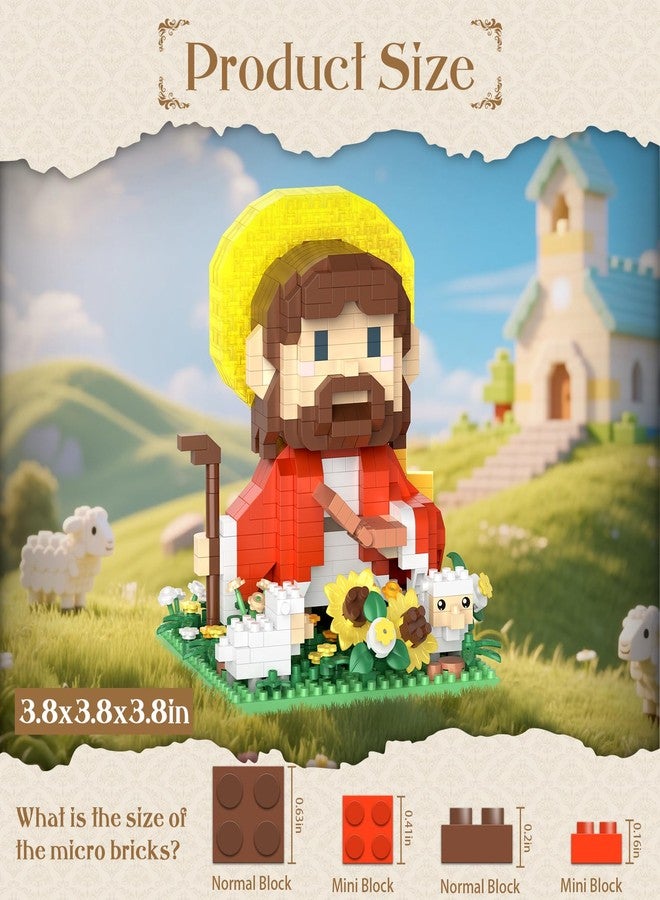 Vziimo Jesus and Flowers Building Set, Little Jesus Figurines with Sunflower, Sheep & LED Halo, Christian Toys Gifts for Adults, Teens Age 14+ (689 PCS) - Image 3